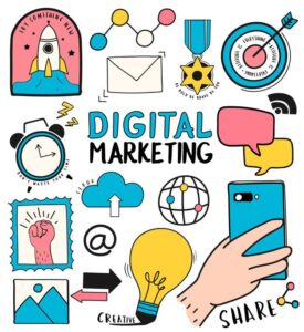 Top 5 Awesome Tips Pemasaran Digital Marketing 1 Free Vector Hand drawn set of digital marketing symbols illustration