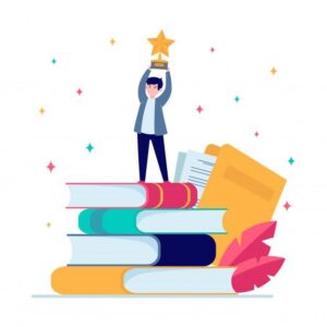Free Vector Man getting award in writing