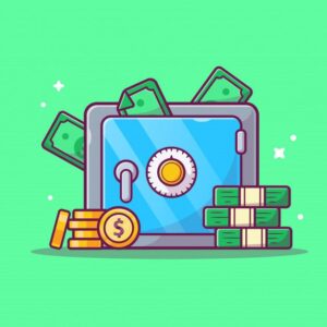 Premium Vector Saving money icon safe deposit box money and stack of coins business icon isolated